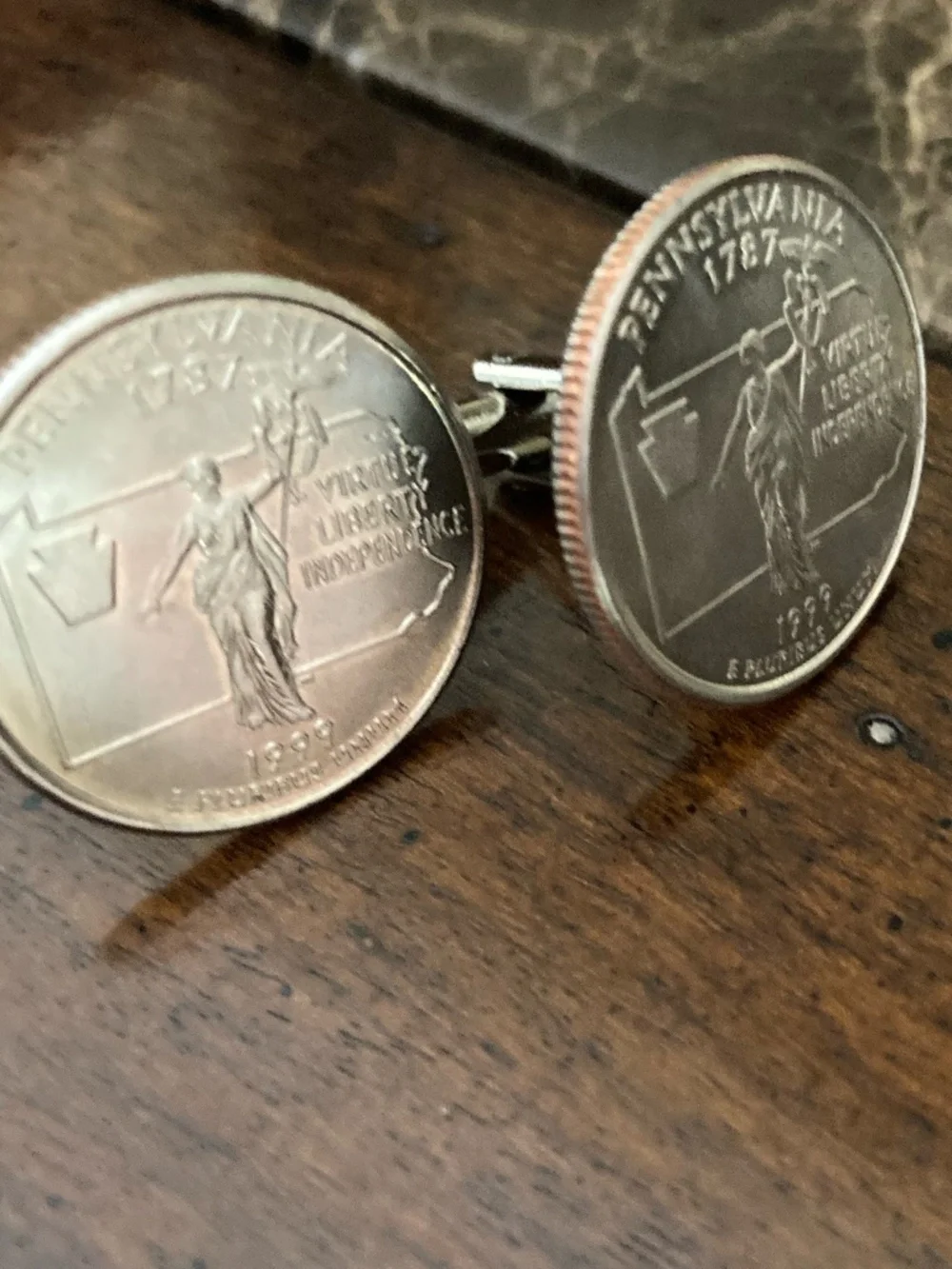 Pennsylvania State Quarter Coin Cufflinks 1999